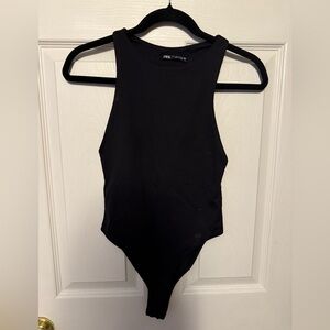 Zara Black Sleeveless High-Neck One-Piece Bodysuit